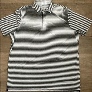 Johnnie-O Black White Striped Golf Performance Polo Size XL